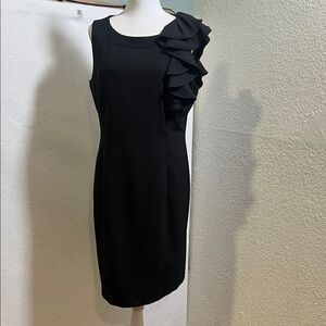 Calvin Klein Black One Shoulder Dress with Ruffle
